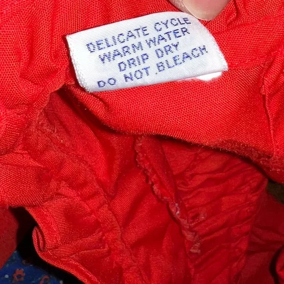 Vintage Toddlers 70s Polly Flinders Hand Smocked Embroidered Apron Dress - Picture 12 of 15